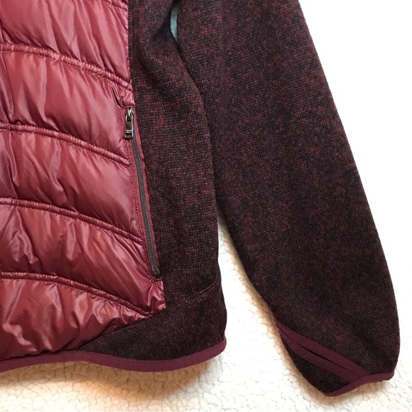 London Fog Down Filled Puffer Sweater Zip Jacket Size Large Burgundy Heather VTG - Picture 4 of 10